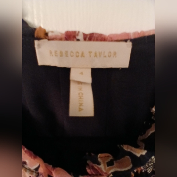 Rebecca Taylor NWOT Feminine Peasant Boho Floral W/ Neck Ruffle Blouse Size 4 - Picture 4 of 16
